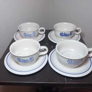 pfaltzgraff yorktowne 8 Piece coffee tea‎ mugs cups and saucers blue floral *see